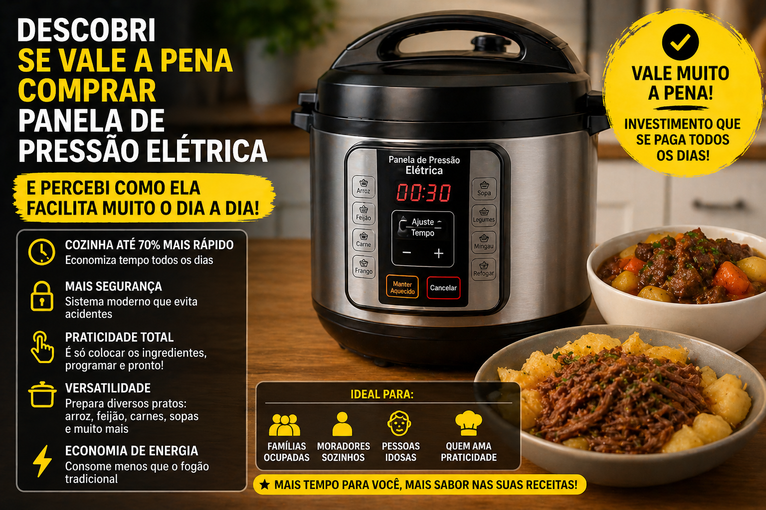 Descobri se vale a pena comprar panela de pressão elétrica e percebi como ela facilita muito o dia a dia