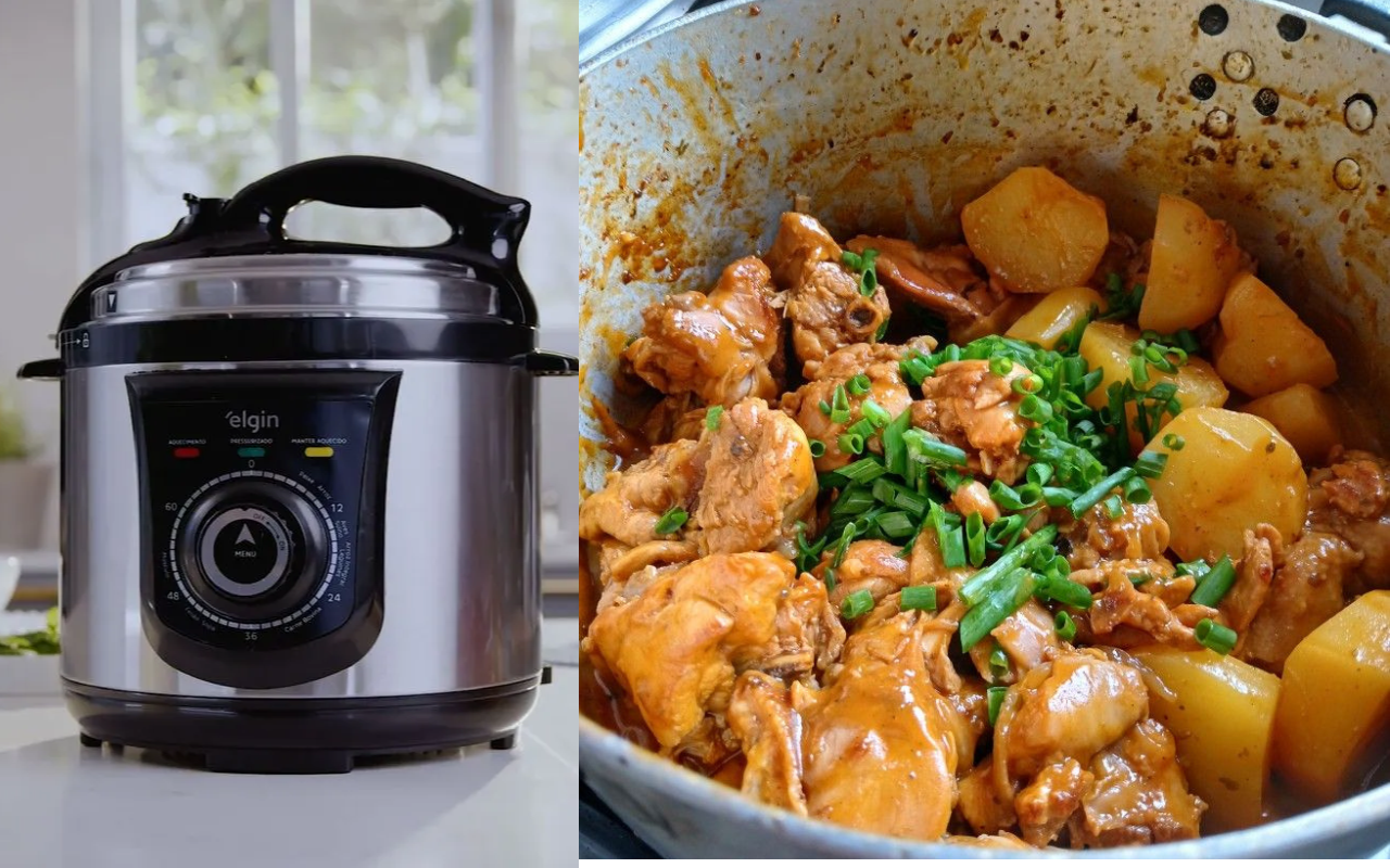 Preparei um almoço barato feito na panela de pressão elétrica e ele ficou saboroso, econômico e pronto rapidinho para toda a família
