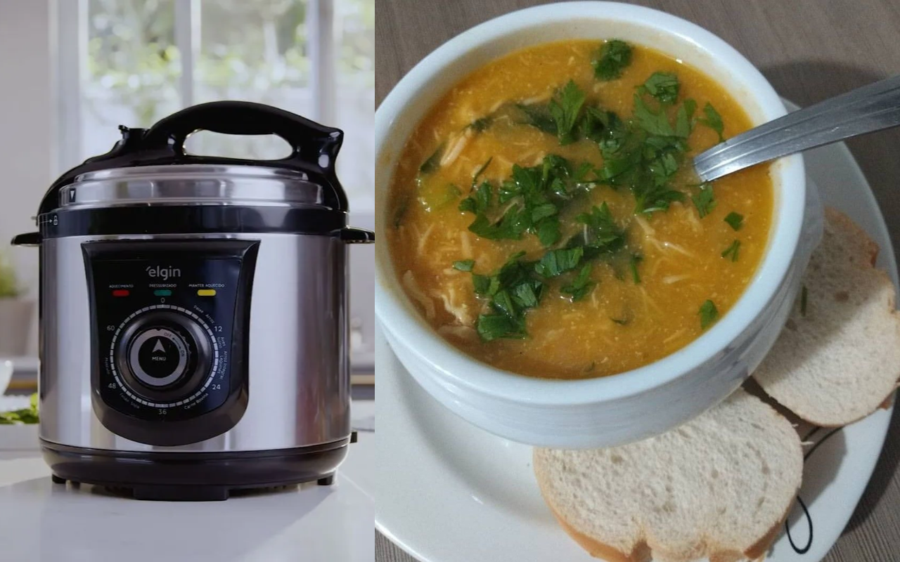 Preparei uma sopa rápida para dias frios na panela de pressão elétrica e ela ficou quentinha, saborosa e pronta em poucos minutos