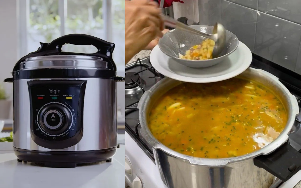 Coloquei carne na panela de pressão elétrica e preparei um caldo simples, saboroso e perfeito para aquecer e alimentar toda a família