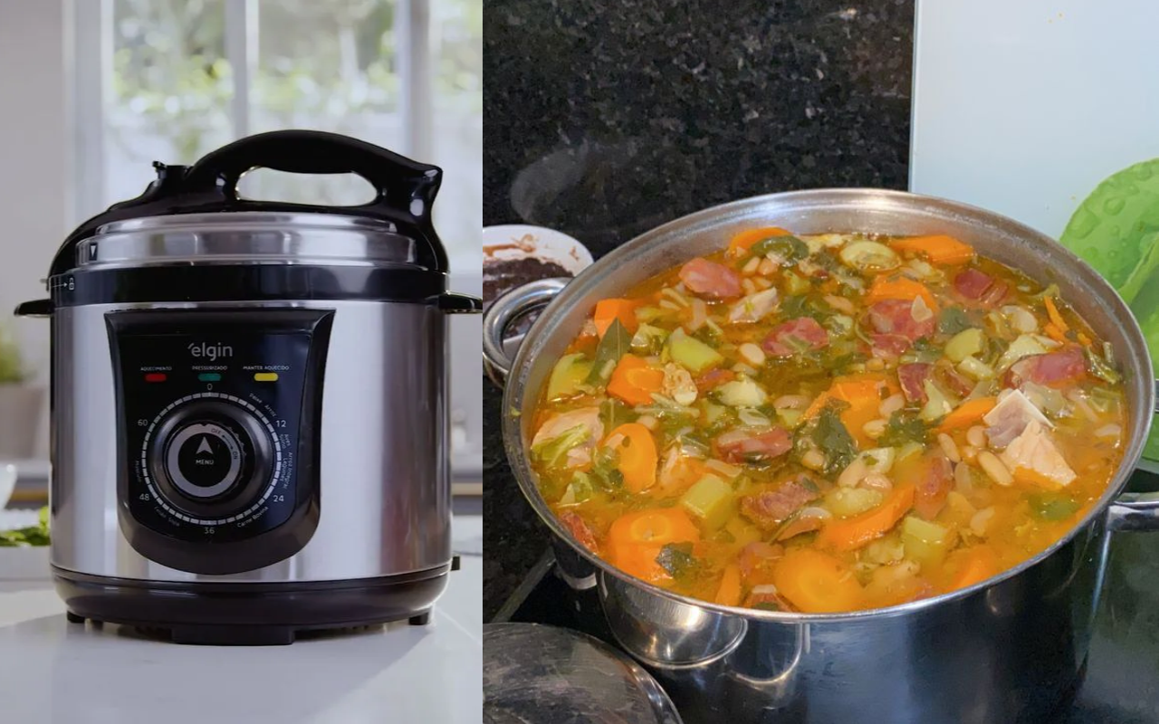 Preparei uma sopa econômica para a família na panela de pressão elétrica e ela rendeu bastante, ficou saborosa e ajudou a economizar no fim do mês