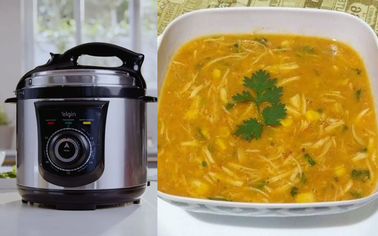 Coloquei mandioca na panela de pressão elétrica e preparei um caldo caseiro cremoso, quentinho e cheio de sabor que todo mundo elogiou