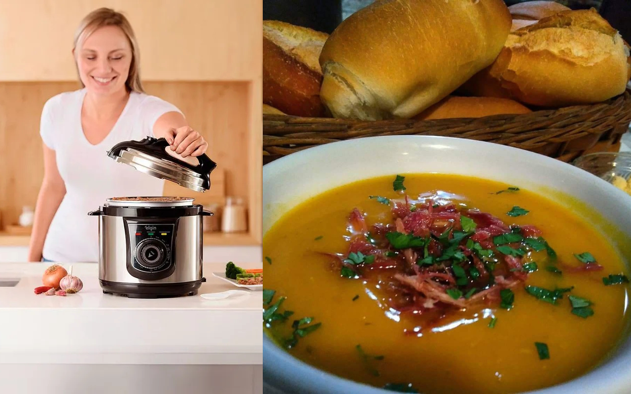 Preparei uma sopa leve para o jantar na panela de pressão elétrica e ela ficou saborosa, nutritiva e pronta em poucos minutos