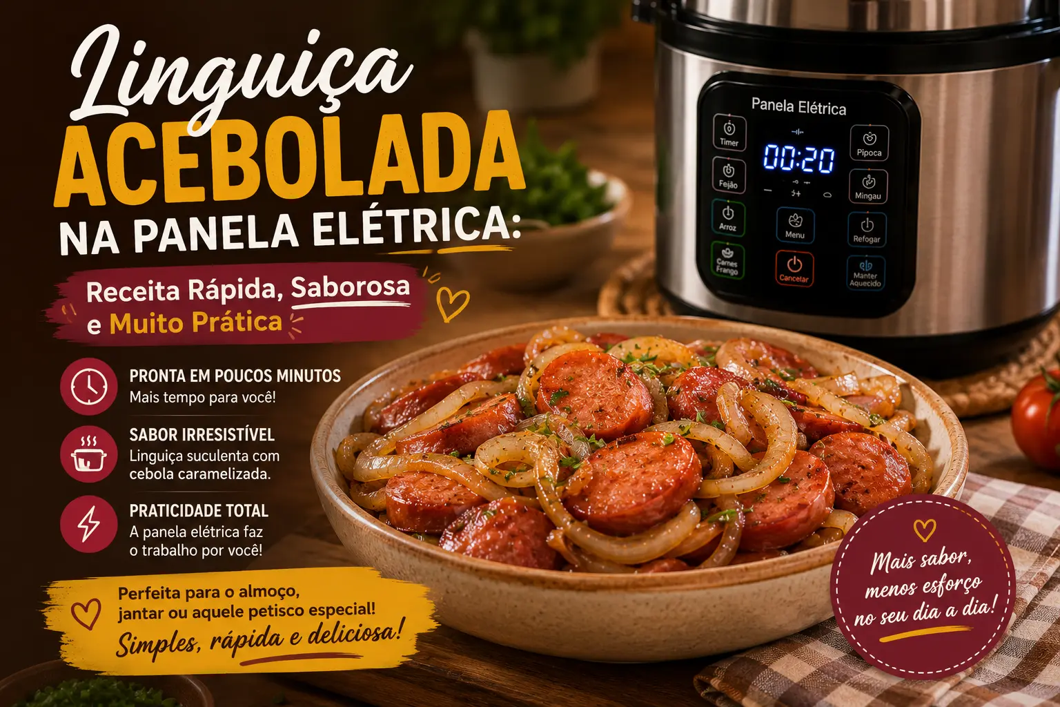 Linguiça Acebolada na Panela Elétrica: Receita Rápida, Saborosa e Muito Prática