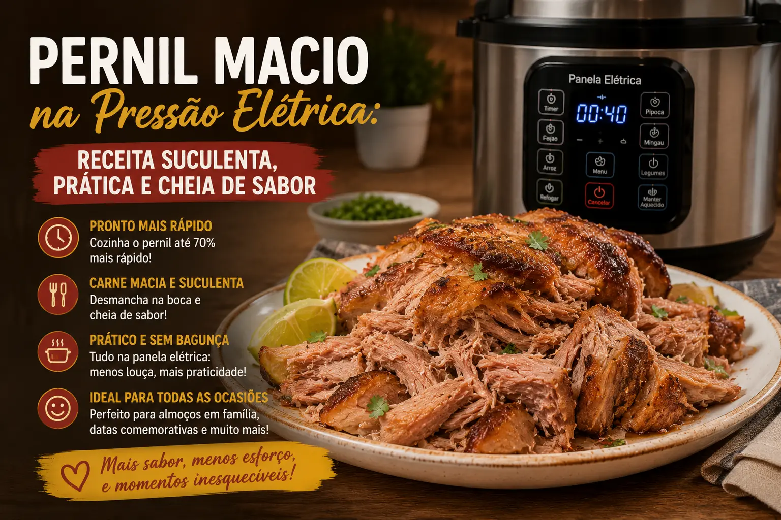 Pernil Macio na Pressão Elétrica: Receita Suculenta, Prática e Cheia de Sabor