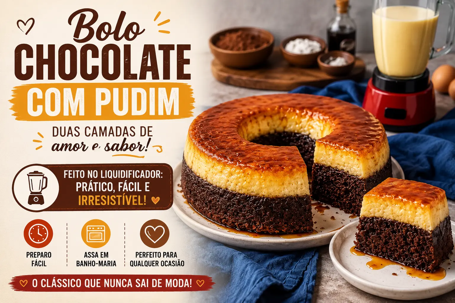 Chocoflan Cremoso (Bolo Impossível)