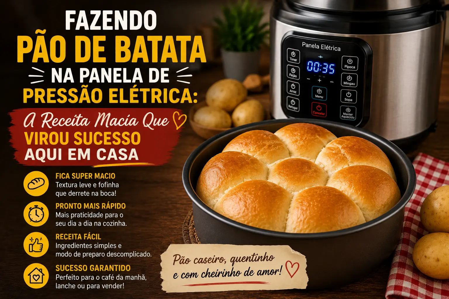 Fazendo Pão de Batata na Panela de Pressão Elétrica: A Receita Macia Que Virou Sucesso Aqui em Casa